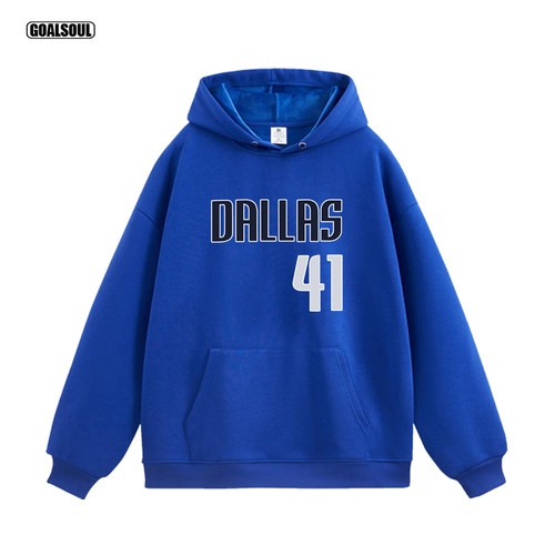 诺维斯基 卫衣Nowitzki 41号插画篮球美式复古休闲潮牌加绒连帽衫