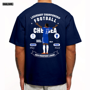 切尔西 德罗巴 T恤DROGBA 11号足球美式复古休闲潮牌重磅纯棉短袖