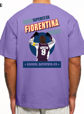 巴蒂斯图塔 T恤BATISTUTA 9号足球美式复古宽松休闲重磅纯棉短袖