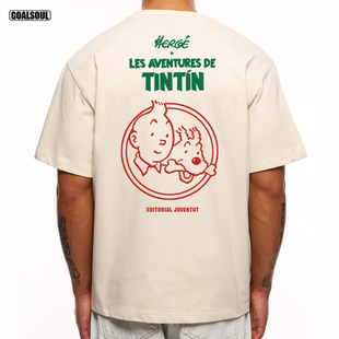丁丁历险记 T恤 TINTIN经典动漫 美式复古潮牌休闲重磅纯棉 短袖