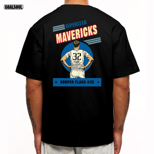 独行侠 弗拉格 T恤FLAGG插画32号篮球美式复古休闲重磅纯棉短袖