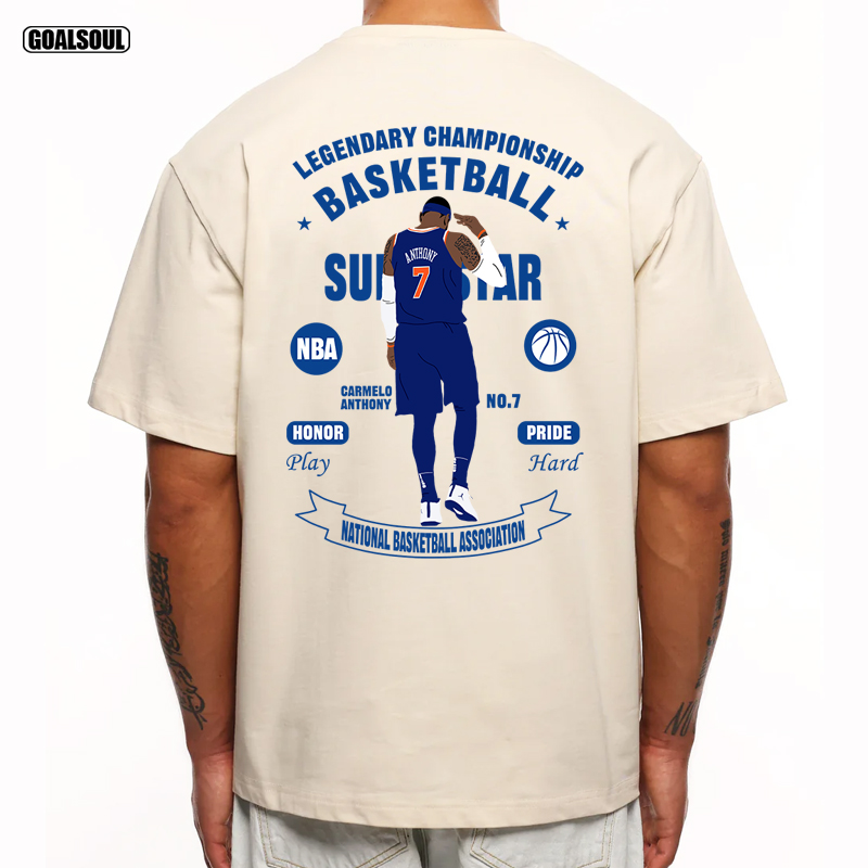 卡梅隆安东尼T恤 尼克斯7号CARMELO篮球美式复古休闲重磅纯棉短袖