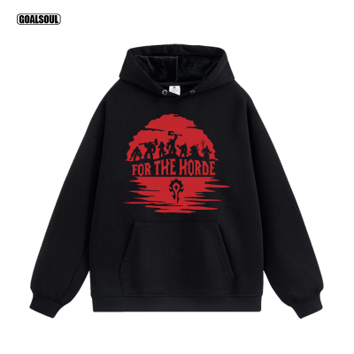 魔兽世界 部落 卫衣WOW游戏THE HORDE美式复古休闲宽松加绒连帽衫
