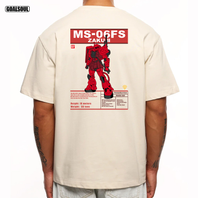 高达红色扎古T恤Zaku GUNDAM三倍速美式复古潮牌休闲重磅纯棉短袖