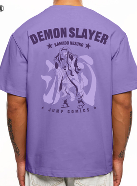 鬼灭之刃 短袖T恤 动漫DEMONSLAYER祢豆子 美式复古潮牌休闲纯棉T