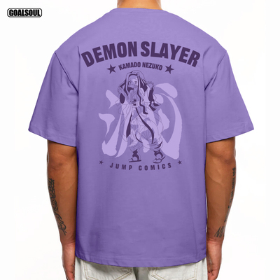 鬼灭之刃 短袖T恤 动漫DEMONSLAYER祢豆子 美式复古潮牌休闲纯棉T