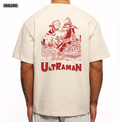 迪迦奥特曼 短袖T恤 ULTRAMAN打怪兽插画美式复古潮牌 重磅纯棉T