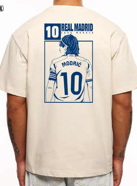 皇马 莫德里奇MODRIC 10号 足球潮牌休闲宽松重磅纯棉短袖T恤