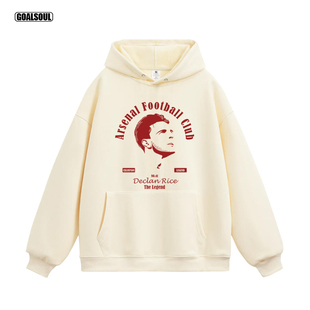 赖斯 复古休闲潮牌加绒连帽衫 卫衣RICE 插画足球美式 41号 阿森纳