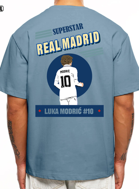 莫德里奇 T恤皇马10号MODRIC足球潮牌美式复古休闲 重磅纯棉 短袖