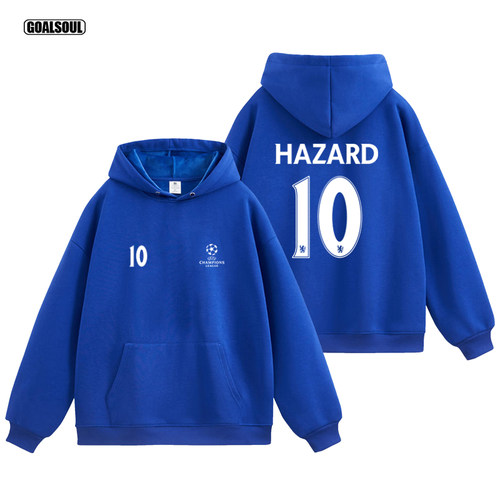 切尔西 阿扎尔卫衣 车路士HAZARD 10号 足球休闲运动连帽加绒外套