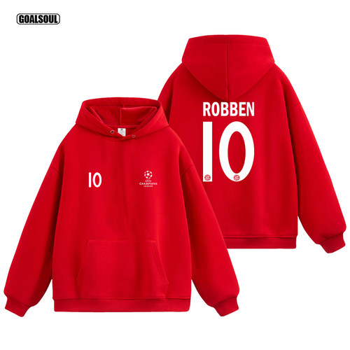 罗本 卫衣ROBBEN慕尼黑 欧冠10号 足球休闲运动连帽加绒外套