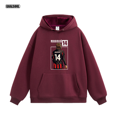 AC米兰 莫德里奇 卫衣MODRIC插画足球美式复古休闲潮牌加绒连帽衫