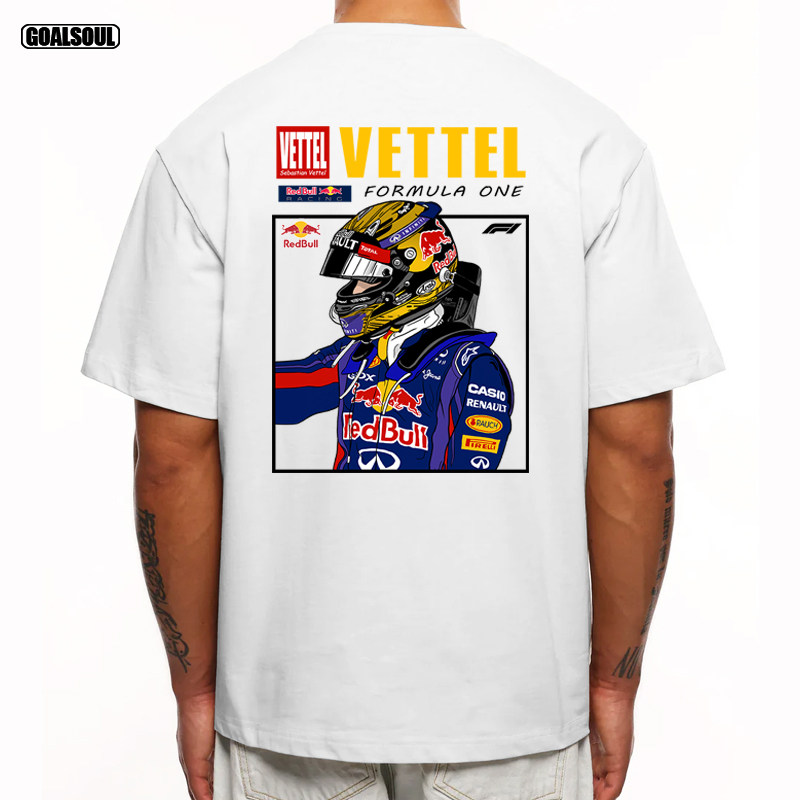 F1维特尔 T恤 红牛VETTEL赛车插画美式复古休闲潮牌 重磅纯棉短袖