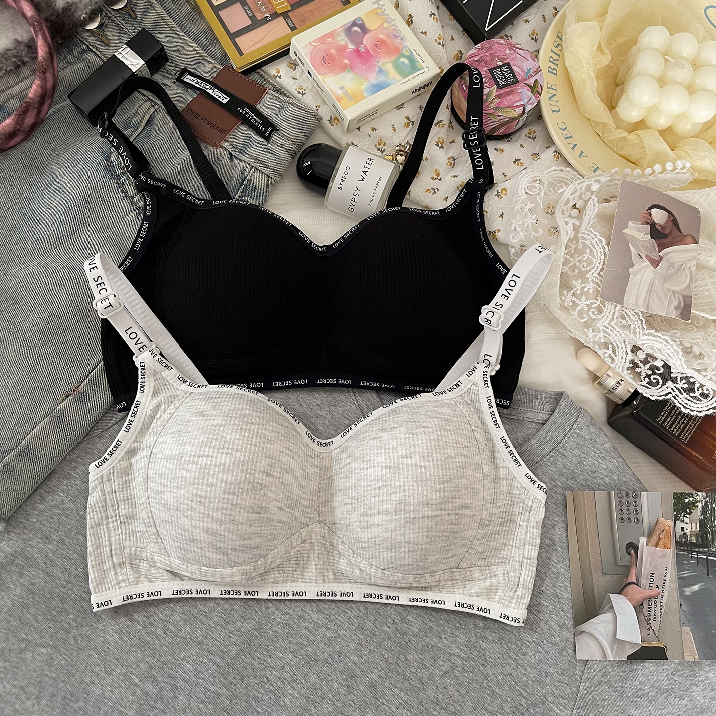 简约内衣女小胸聚拢无钢圈薄款