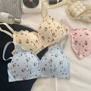 大胸显小胸聚拢无钢圈甜美卡通可爱舒适文胸 日系学生内衣少女薄款