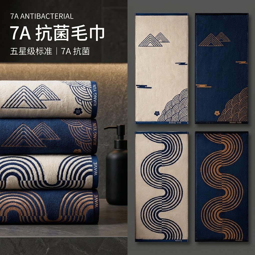 7A抗菌新疆棉加厚吸水不掉毛面巾图片