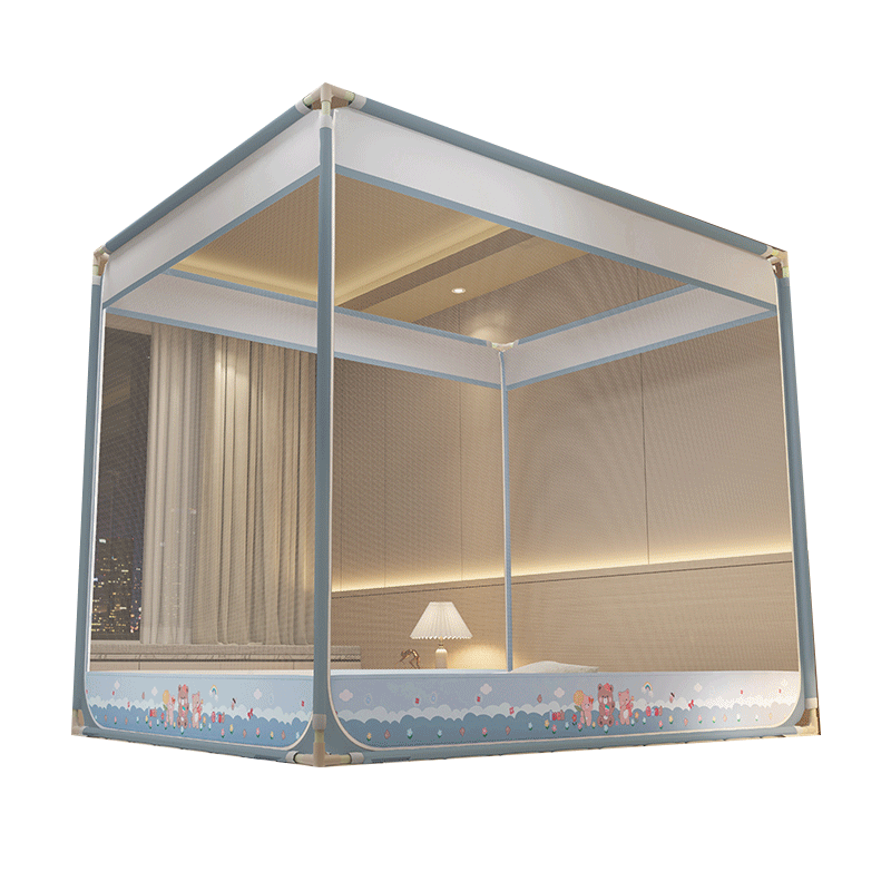 2024新款儿童防摔蚊帐家用卧室蒙古包床帘支架杆加粗加厚床上帐篷