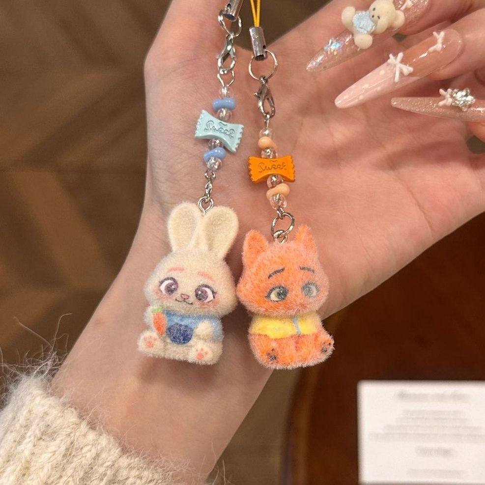 植绒疯狂动物城尼克朱迪糖果挂件高颜值包包少女钥匙扣挂饰礼物