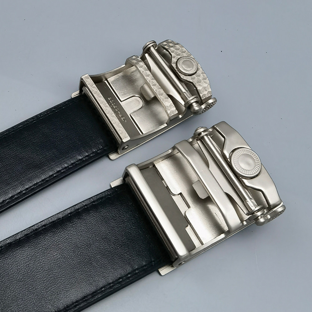 单位配发安保皮带自动扣黑色执勤巡逻物业专用真皮西裤内腰带配件