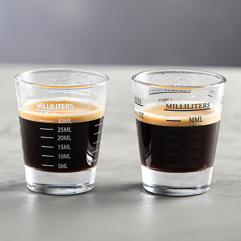 加厚玻璃带刻度迷你espresso意式浓缩咖啡萃取量杯奶盅shot盎司杯