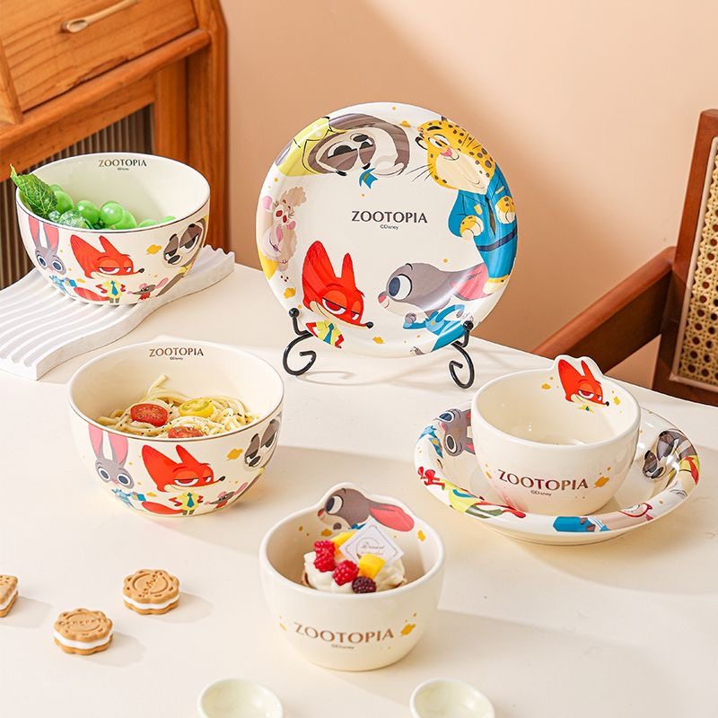 轻奢疯狂动物城陶瓷饭碗新款卡通餐具高颜值碗碟套装儿童面碗家用,餐饮具,碗,淘宝优惠券,粉丝福利购,淘宝优惠卷