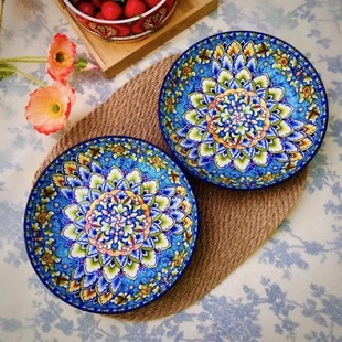 曼切斯特系列釉下彩陶瓷餐具盘子菜盘汤碗筷子汤勺米饭碗组合套装