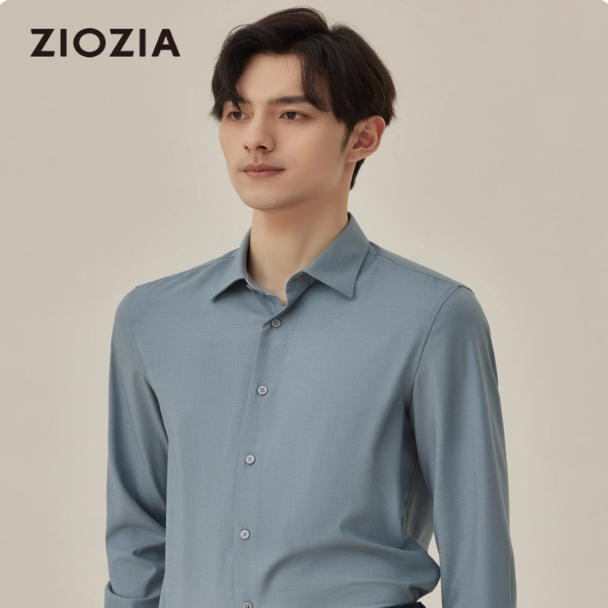 ZIOZIA男装秋季衬衫休闲商务正装长袖衬衣百搭薄款新款春季纯棉世