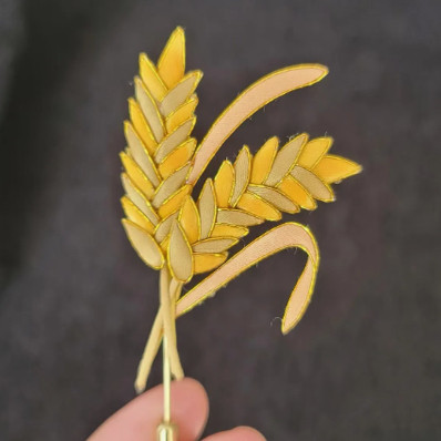 非遗布糊画工艺大麦胸针岁岁平安