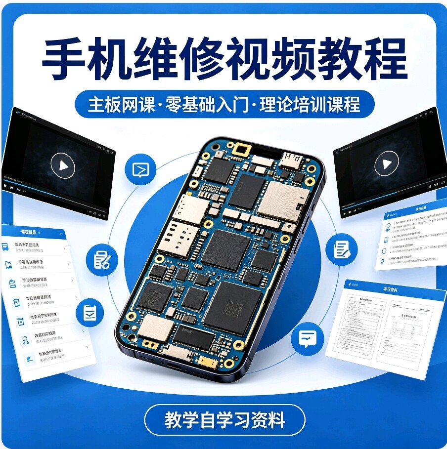 手机维修视频教程主板网课零基础入门理论培训课程教学自学习资料