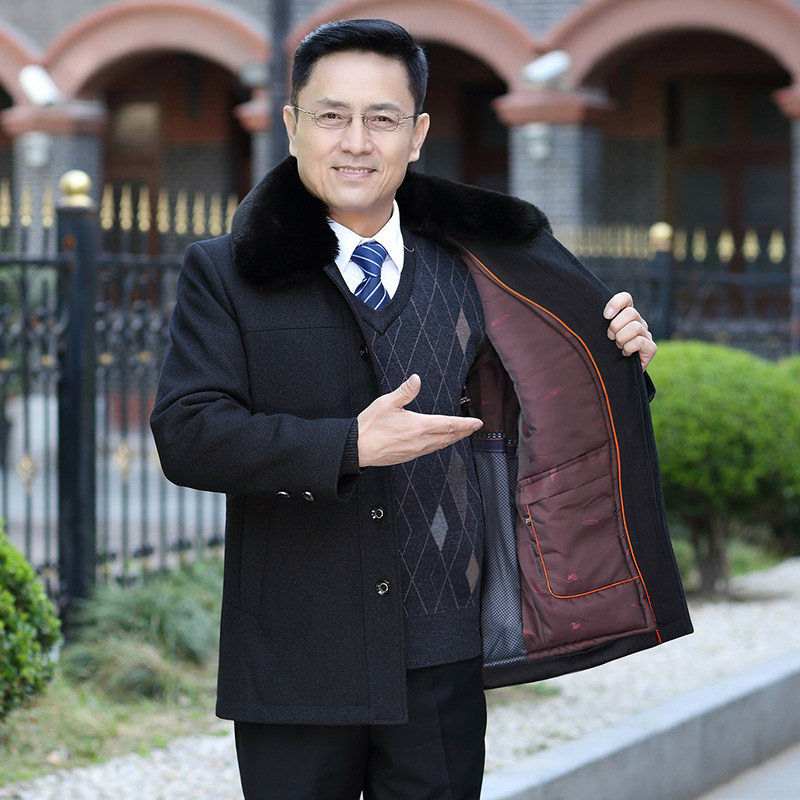 冬装宽松纽扣棉衣毛领可脱卸内胆