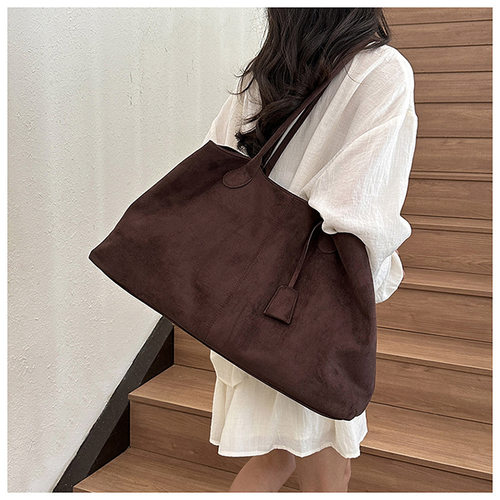 大容量百搭麂皮绒包ins韩国2026新款大学生托特包小众单肩腋下包