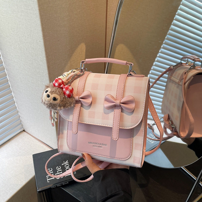 韩版蝴蝶结双肩方包女新款洋气学院风少女背包质感逛街斜挎单肩包,箱包皮具/热销女包/男包,腋下包,淘宝优惠券,粉丝福利购,淘宝优惠卷