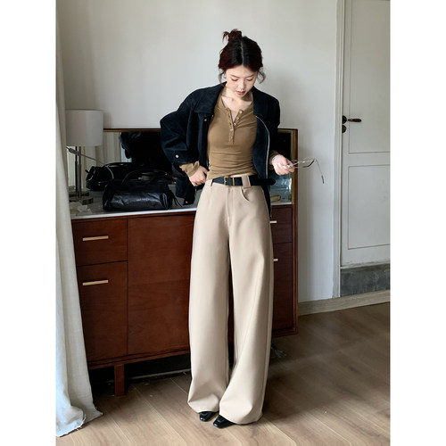 甜辣多多【雅痞老钱裤】2025秋季新款斜纹TR料厚款弯刀长裤女
