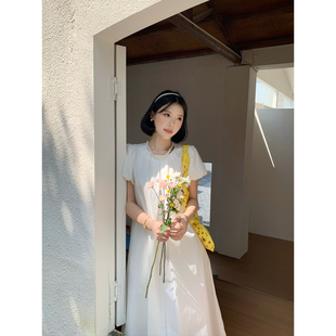 纯色宽松短袖 韩系圆领泡泡袖 连衣裙女Z3739 2026春夏新款 甜辣多多