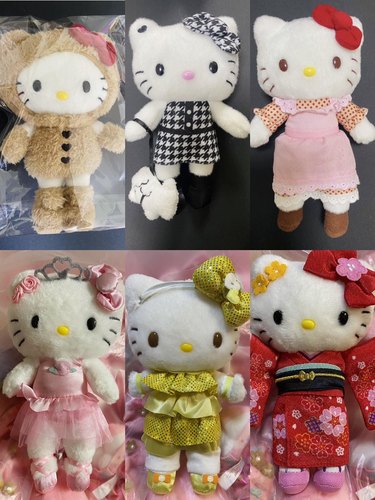 Hello Kitty 50周年东京展会博物馆泰迪熊千鸟格长腿挂件