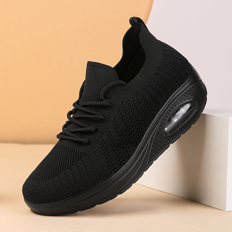 2025款女运动增高鞋广场舞水兵舞鞋软底透气网面爵士舞防滑妈妈鞋