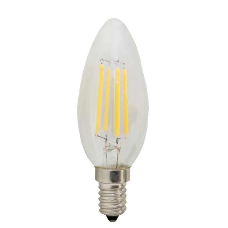 C35尖泡大拉尾 E14 E27螺口B22卡口220V电压4W功率4条灯丝照明LED