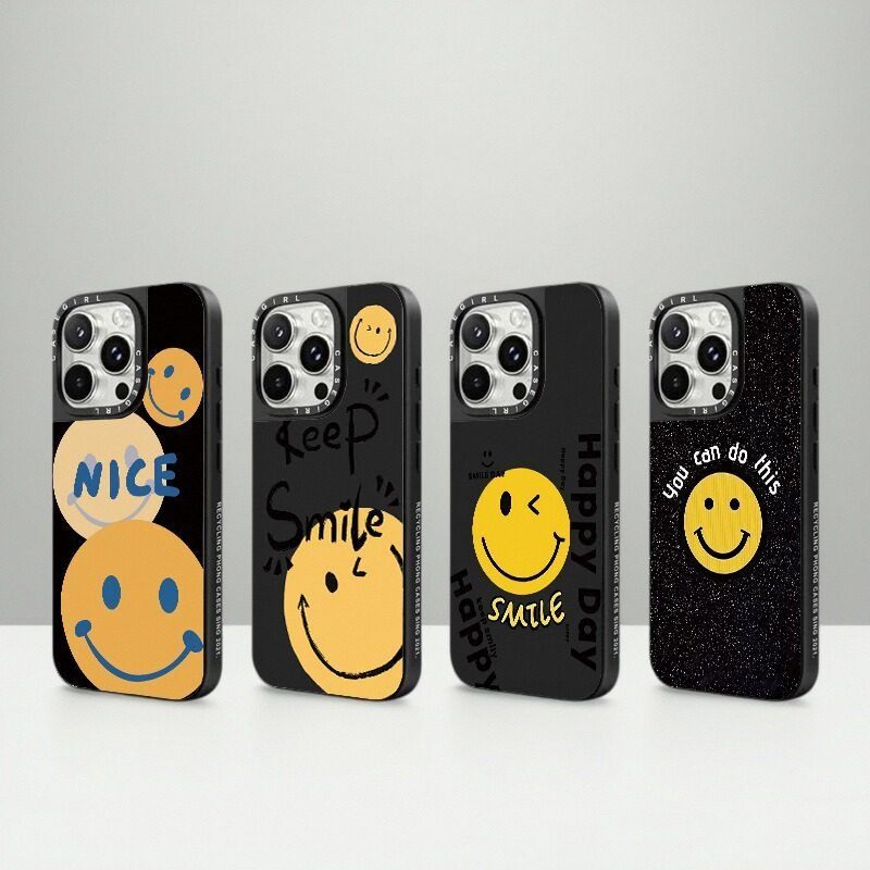 苹果手机壳卡通笑脸适用iPhone17Promax创意16pro小众高级感15plus个性14por简约13黑色12镜面11磁吸/保护套