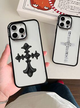 元气萌克罗地十字架彩绘苹果手机壳17Promax防摔全包14超薄透气16Pro个性潮牌13透明亚克力磁吸Magsaf保护套