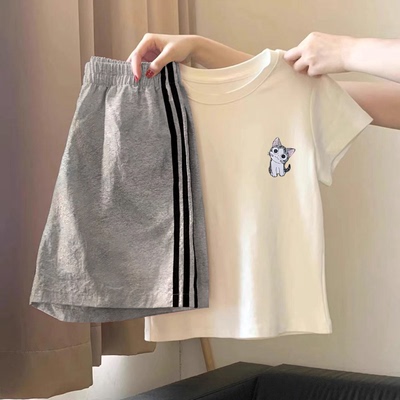 宽松休闲运动套装女2025新款夏季纯棉宽松两件套装短款短裤中学生