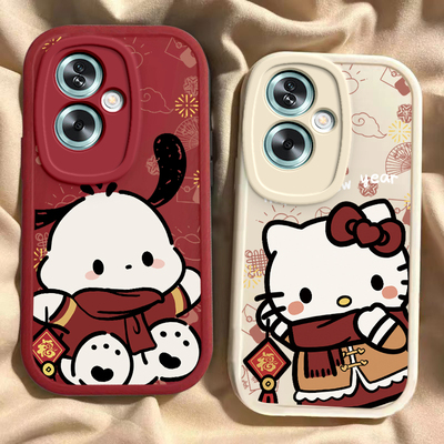 适用于OPPOA2手机壳A2Pro新款5G全包防摔PJB110保护套OPPOA2x情侣新年A2m红色喜庆oppo帕恰狗凯蒂猫专用外壳
