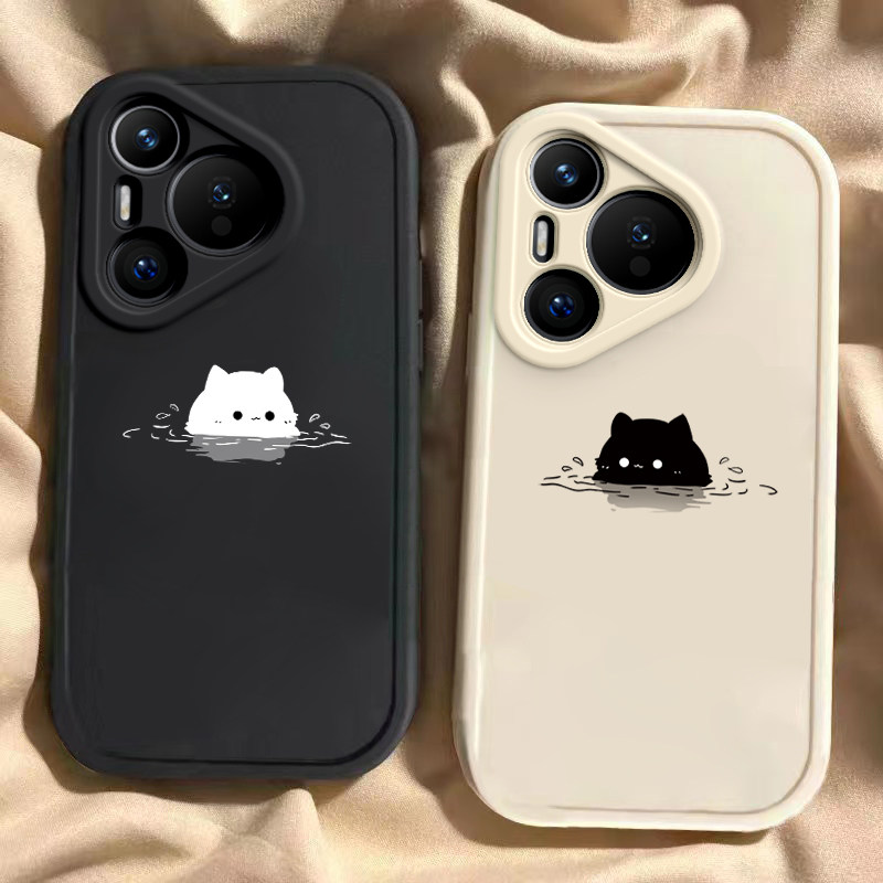 泡汤猫猫适用于华为Pura80Ultra手机壳80Pro新款全包防摔保护套Pura80Pro+可爱男女Pura80简约ins风专用外壳