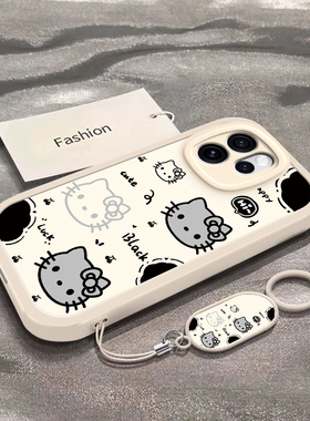 适用于OPPOReno15手机壳新款PLW110全包防摔黑白凯蒂猫头保护套Reno15Pro卡通男女款网红可爱ins风专用外壳