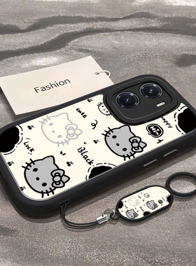 适用于vivoY77手机壳vivoY77e新款V2239A全包防摔保护套vivoY77t小众男女款vivi简约黑白凯蒂猫头y77专用外壳