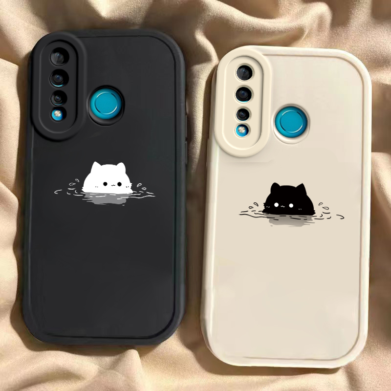 适用于华为Nova4手机壳华为Nova4e新款VCE-AL00全包防摔保护套HUAWEI男女款简约可爱泡汤猫咪ins风专用外壳