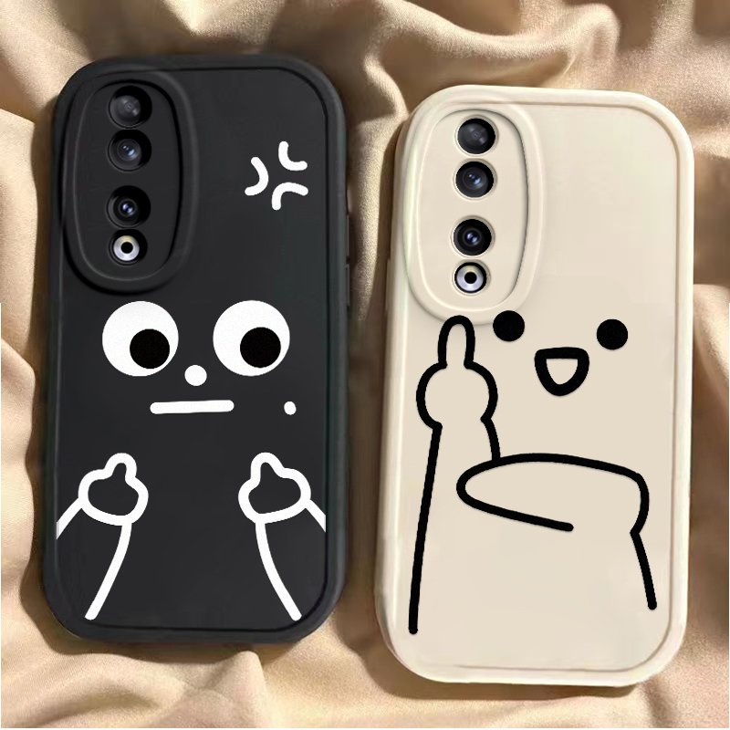 适用于荣耀90手机壳荣耀90Pro新款REA-AN00全包防摔90GT保护套honor男女款可爱个性搞怪国际友好手势专用外壳