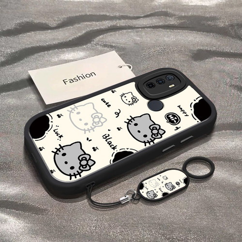 适用于OPPOA32手机壳OPPOA35新款全包防摔PDVM00保护套oppoa36男女款A36可爱简约黑白猫咪头ins风专用外壳