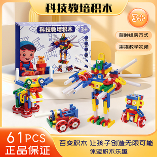 lasy积木大中小班儿童启蒙益智科教竞赛编程颗粒积木玩具 61件