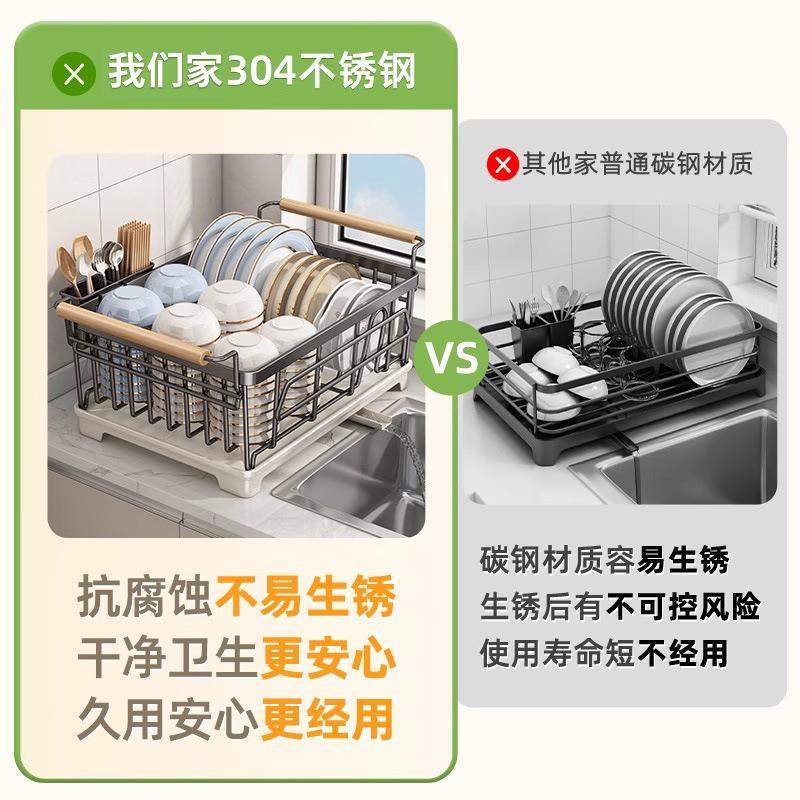 碗碟收纳架碗架304不锈钢厨房置物架沥水篮放碗筷碗盘沥水架,厨房/烹饪用具,抹布架/厨房清洁收纳架,淘宝优惠券,粉丝福利购,淘宝优惠卷
